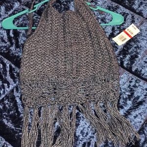 Crochet Fringe Halter Crop Top